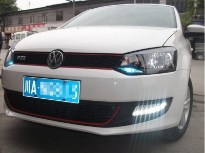 Volkswagen Polo (2011-) дневные ходовые огни DRL переднего бампера, комплект 2 шт.