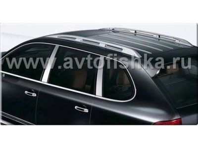 Volkswagen Touareg, Porsche Cayenne (2003-2010) продольные алюминиевые серебристые рейлинги на крышу, дизайн оригинал